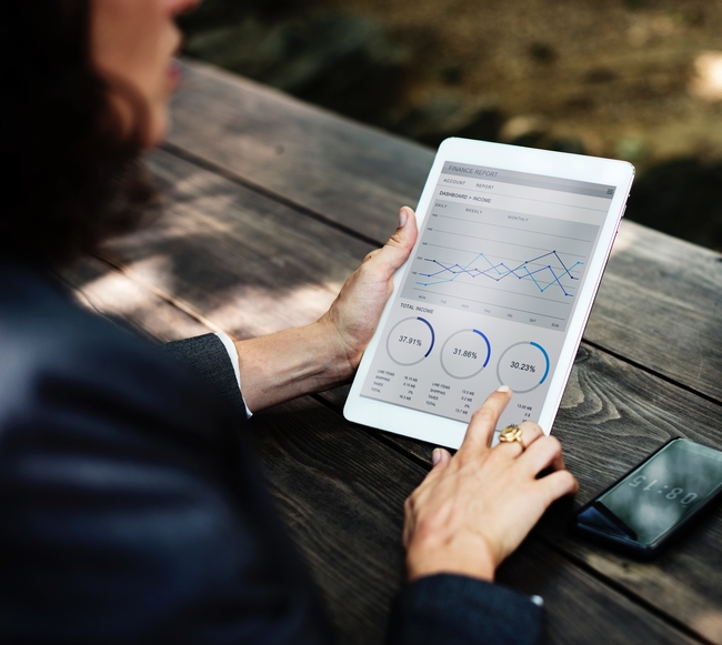 Woman looking at data