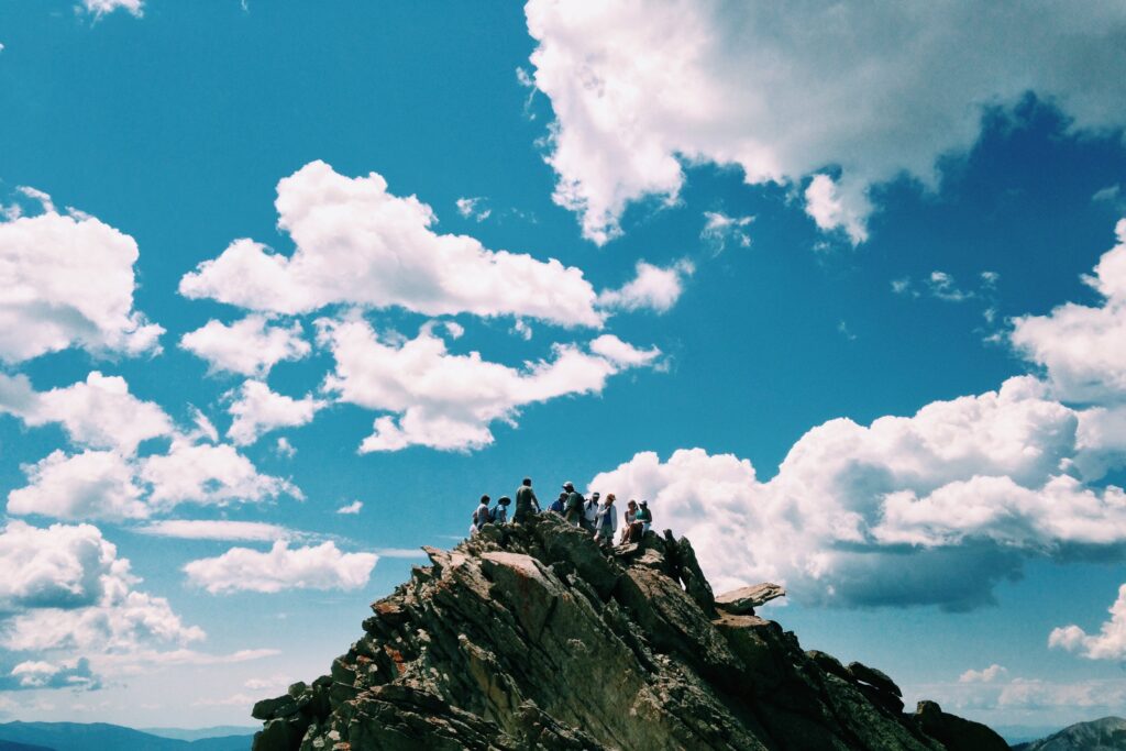 Team work on a mountain