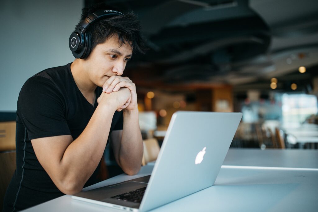 Man learning on his computer