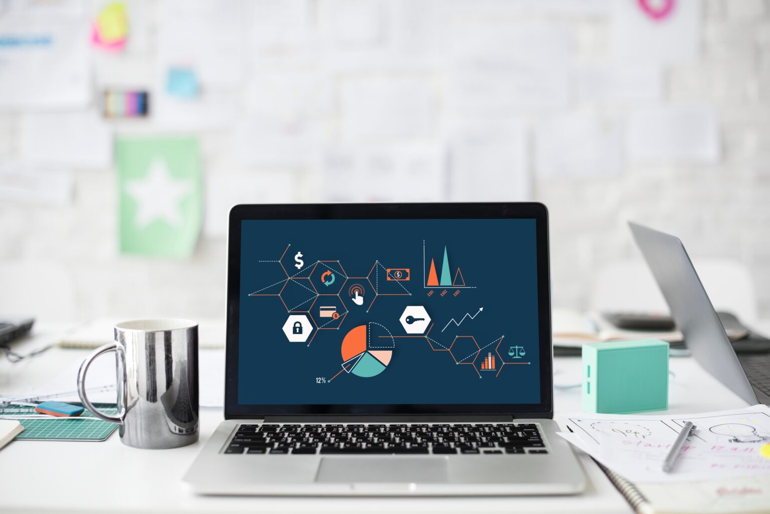 Analytics on computer on a desk