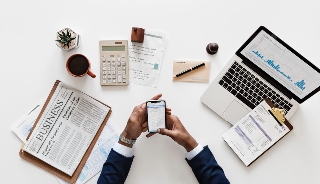 Person on phone at their desk