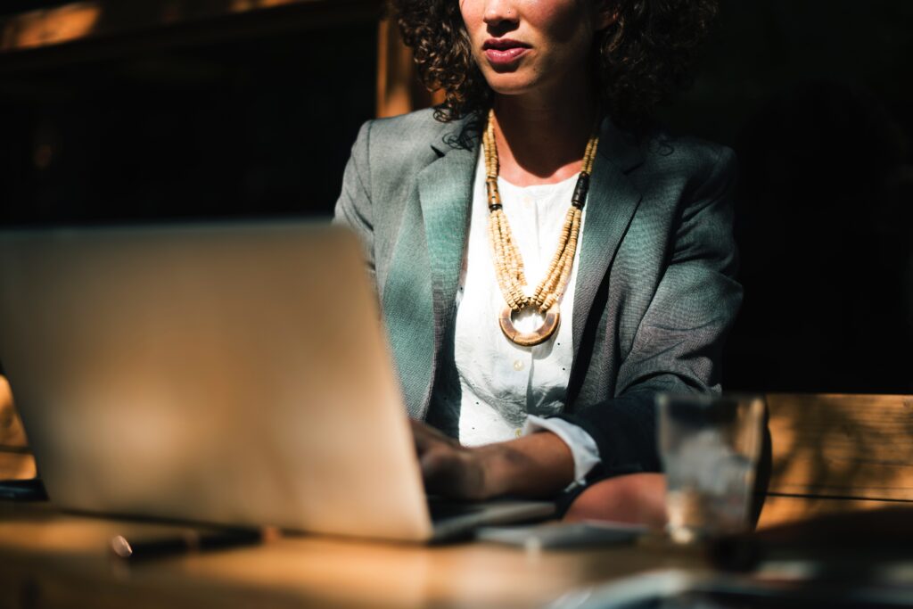 Professional business woman on a computer