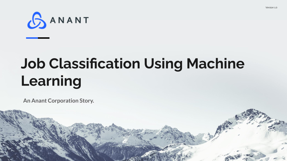 Cover Slide for Job Classification Using Machine Learning