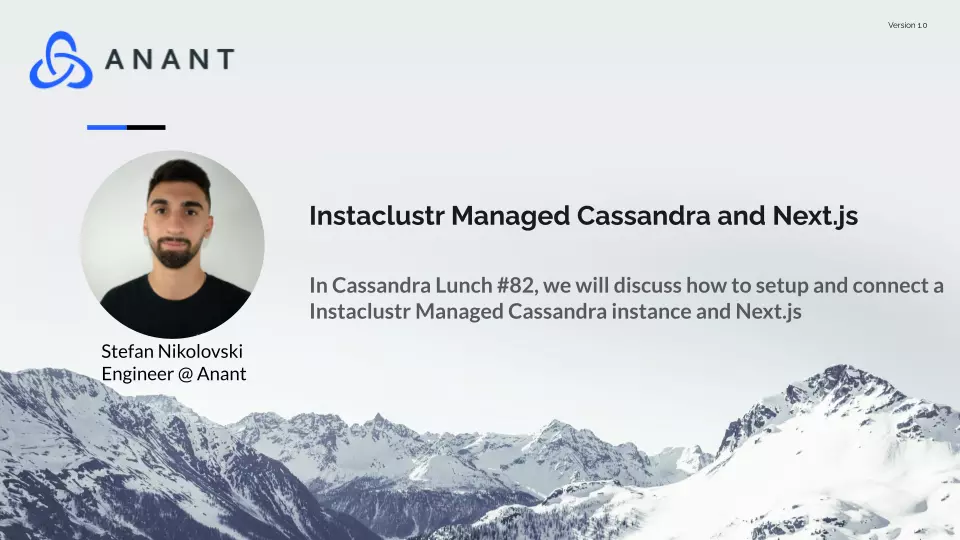 Cover slide for Instaclustr Managed Cassandra and Next.js