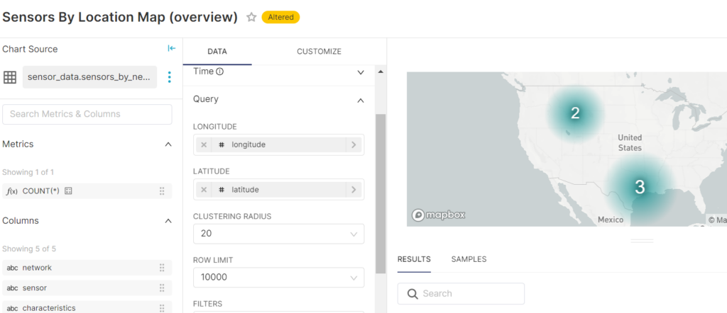 Geocoding chart of sensors by location in Superset