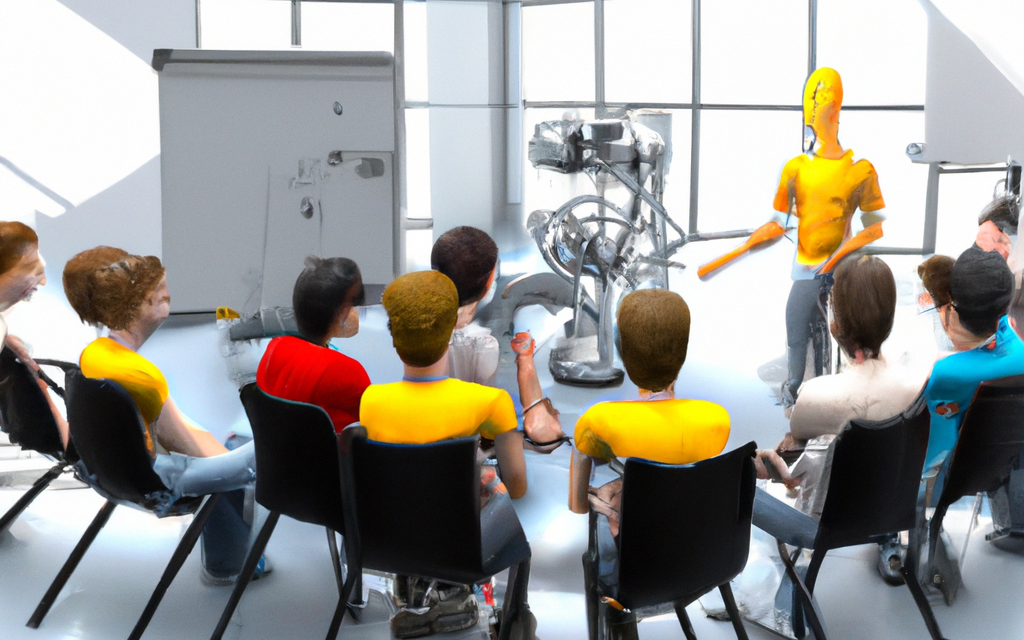 10 people in a technical workshop & seminar, 8k, hyper realistic,